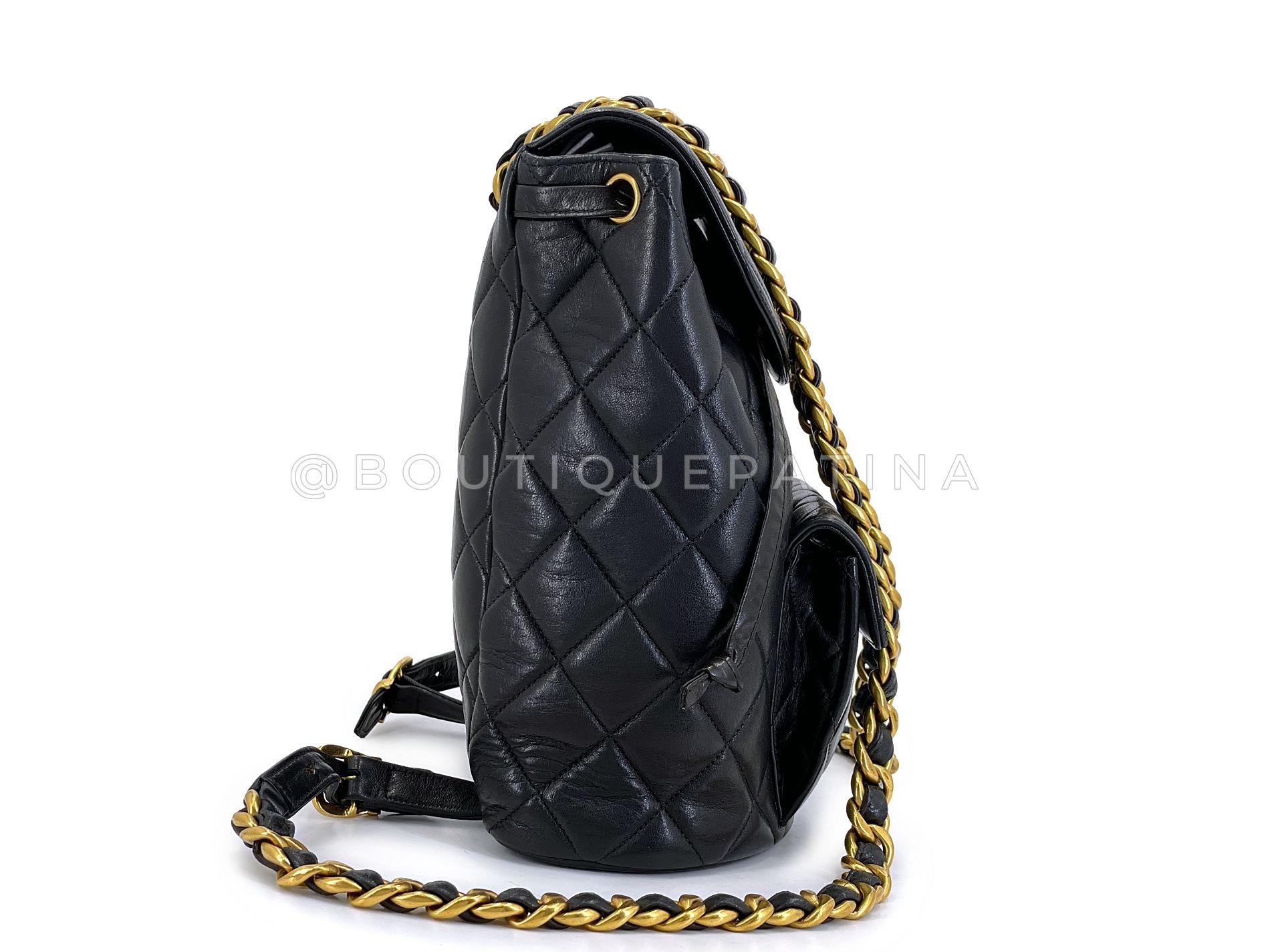 Chanel 1996 Vintage Sac à dos Duma en cuir d'agneau noir 24k GHW 68640 Excellent état - En vente à Costa Mesa, CA