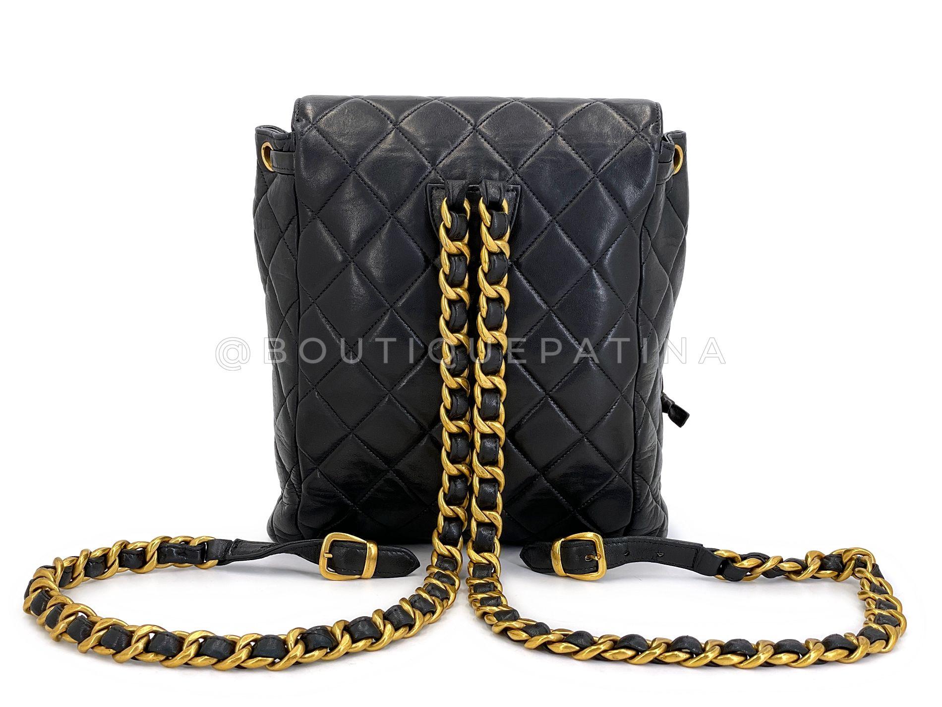 Chanel 1996 Vintage Sac à dos Duma en cuir d'agneau noir 24k GHW 68640 Pour femmes en vente