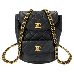 Chanel 1996 Vintage Black Lambskin Duma Backpack Bag 24k GHW 68640