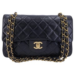 Chanel 1996 Vintage Black Lambskin Small Classic Double Flap Bag 24k GHW 64550