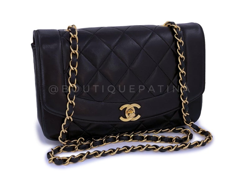 Chanel 1996 Vintage Black Small Diana Flap Bag 24k GHW Lambskin 65146 For  Sale at 1stDibs