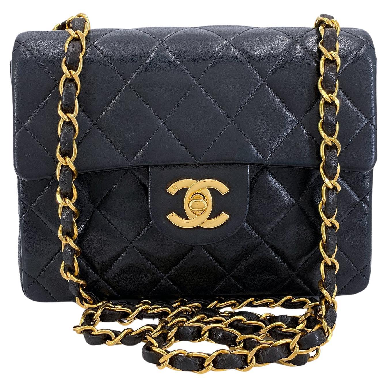 Chanel 1996 Vintage Black Square Mini Flap Bag 24k GHW Lambskin 68163 ...