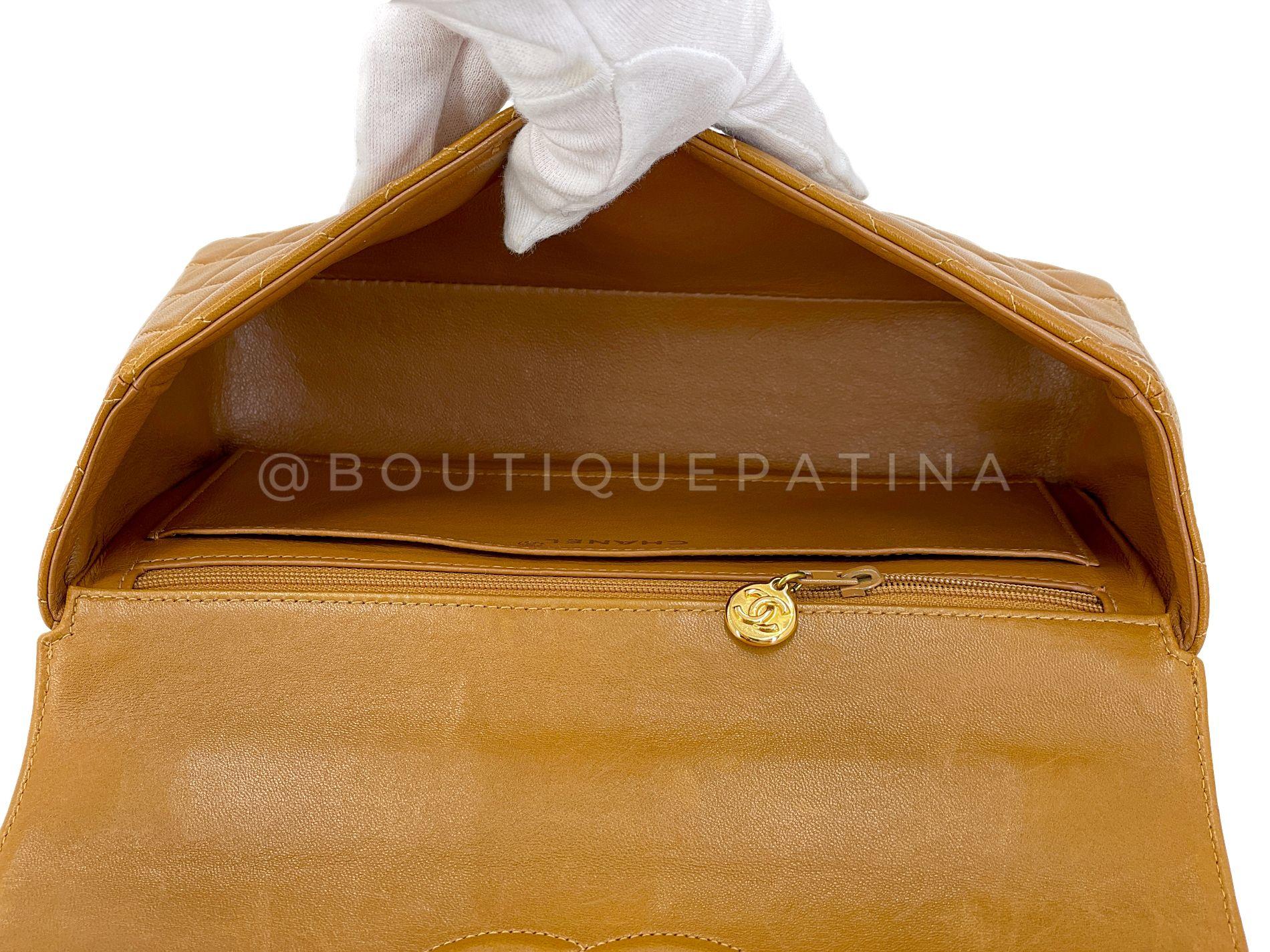 Chanel 1996 Vintage Karamell Beige Schildpatt Classic Flap Tasche Lammfell 68030 im Angebot 6