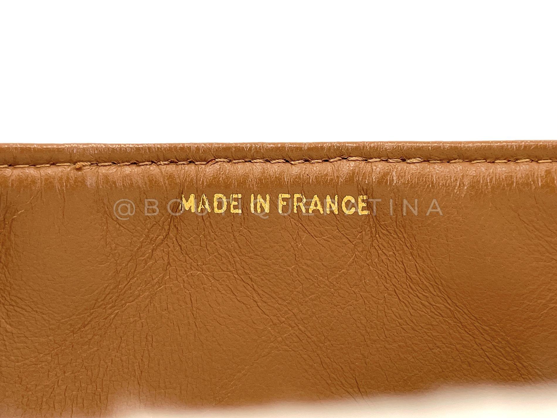 Chanel 1996 Vintage Karamell Beige Schildpatt Classic Flap Tasche Lammfell 68030 im Angebot 8