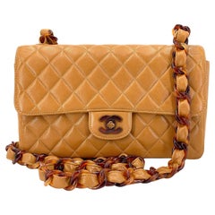 Chanel 1996 Vintage Caramel Beige Tortue Classic Flap Bag Lambskin 68030