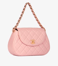Chanel 1996 Vintage Pink Lambskin Leather Small Classic Top Handle Flap Bag