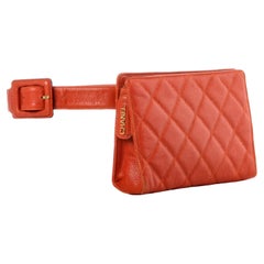 Chanel 1996 Vintage Waist Belt Fanny Pack Rare Orange Caviar Bag