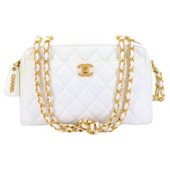 Chanel 1996 Vintage White Caviar Classic Camera Case Bag CC Clasp 24k GHW 68561
