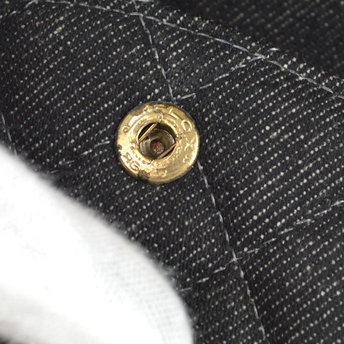 Chanel 1997-1999 Classic Double Flap Medium Black Denim For Sale 3