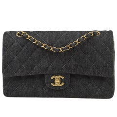 Chanel Vintage Navy Quilted Lambskin Medium Classic Double Flap