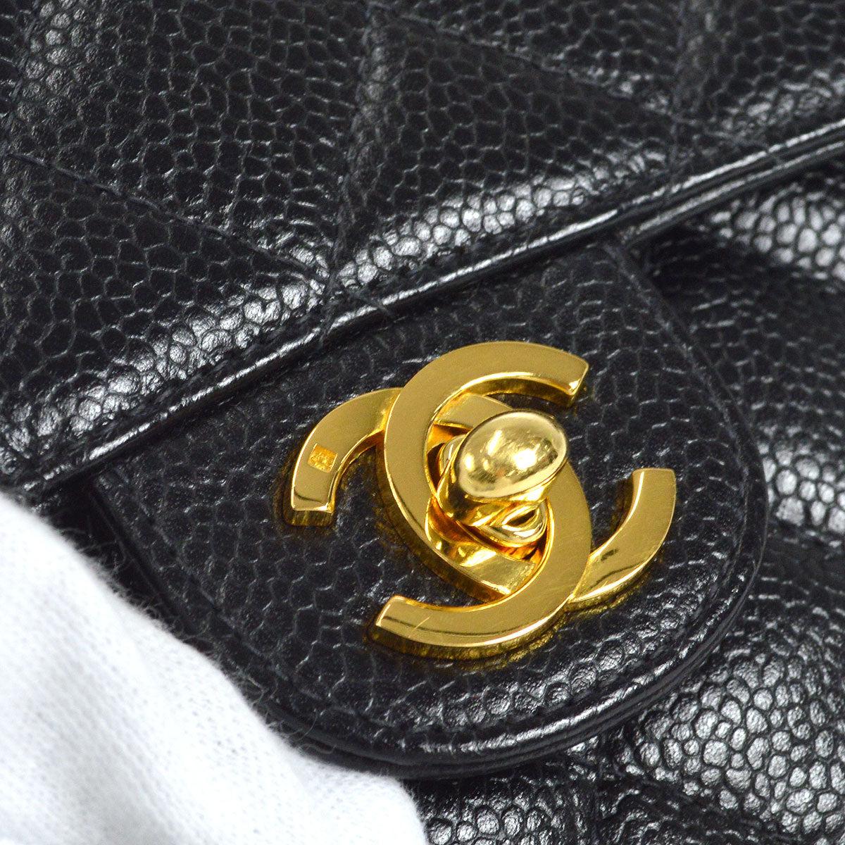 Chanel 1997-1999 Classic Square Flap Mini 17 Black Caviar Bag In Good Condition For Sale In London, GB