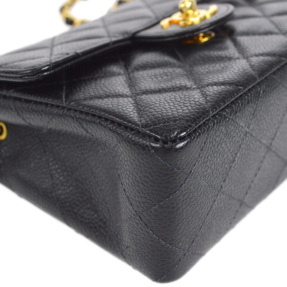 Women's Chanel 1997-1999 Classic Square Flap Mini 17 Black Caviar Bag For Sale