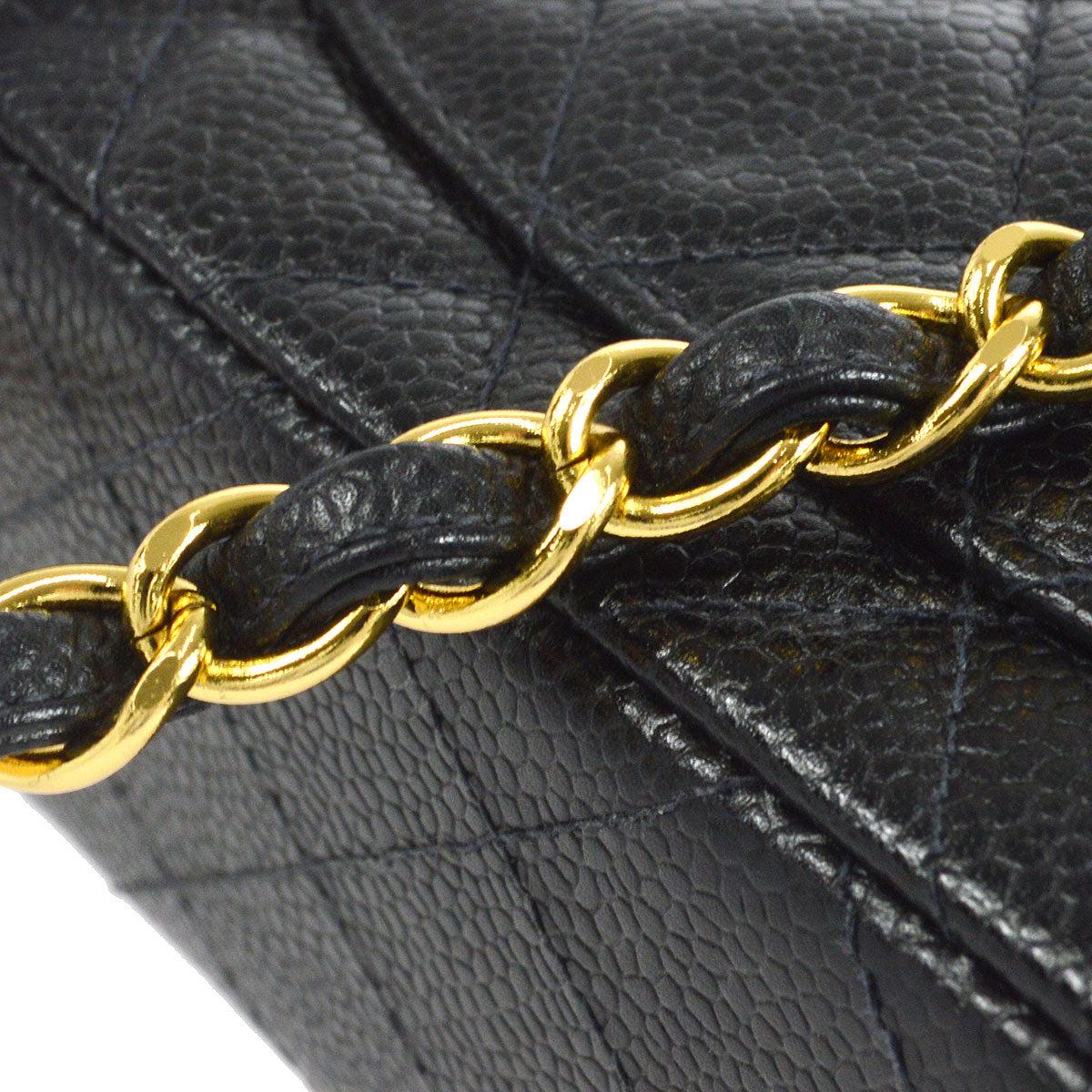 Chanel 1997-1999 Classic Square Flap Mini 17 Black Caviar Bag For Sale 4