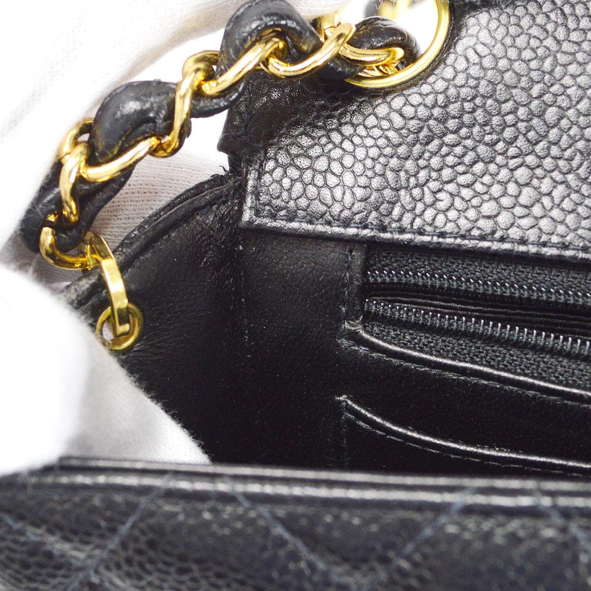 Chanel 1997-1999 Classic Square Flap Mini 17 Black Caviar Bag For Sale 5