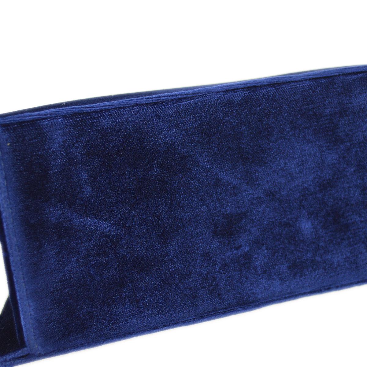 Women's Chanel 1997-1999 Double Sided Turnlock Handbag Mini Blue Velvet For Sale