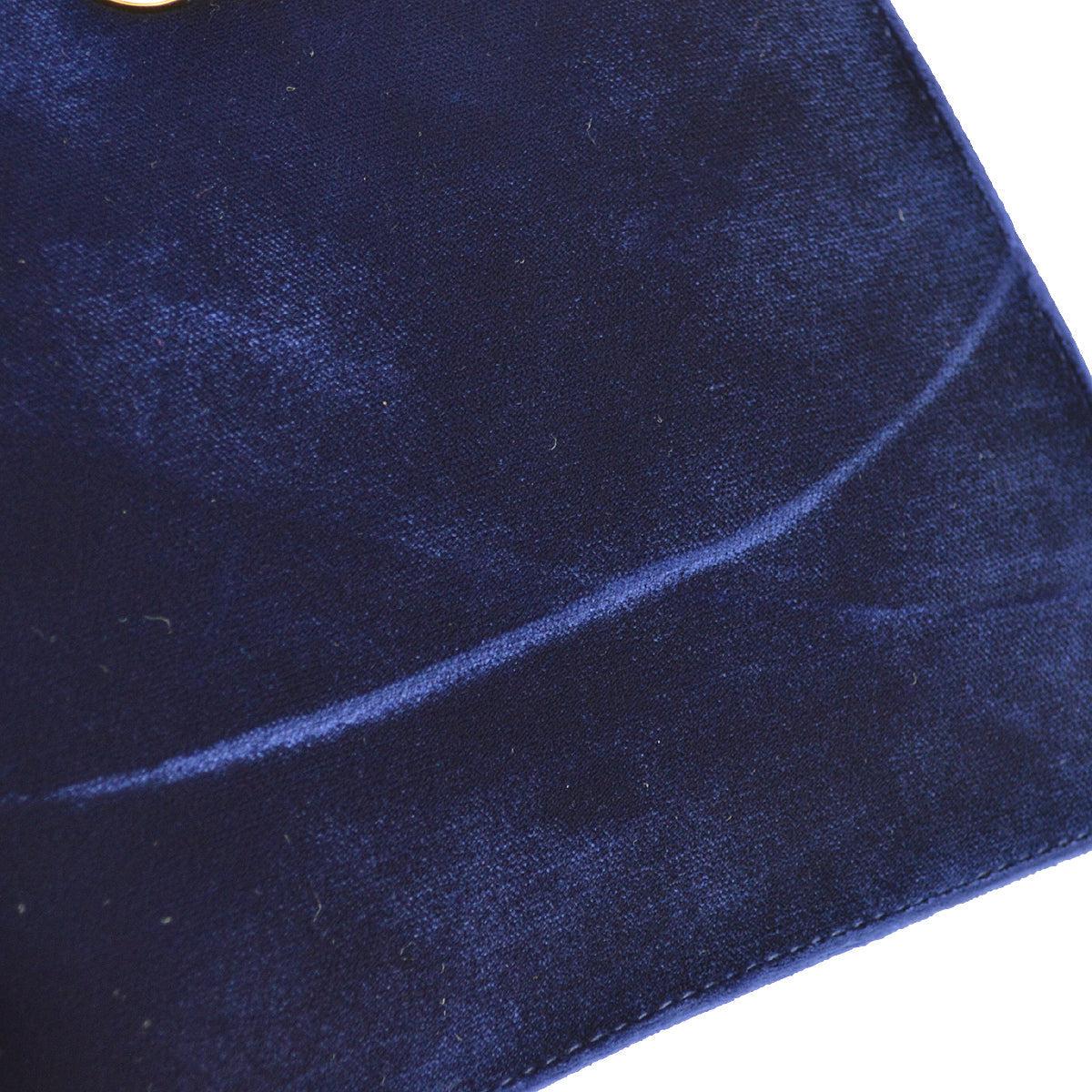 Chanel 1997-1999 Double Sided Turnlock Handbag Mini Blue Velvet For Sale 1