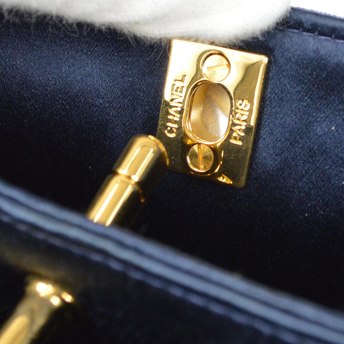 Chanel 1997-1999 Double Sided Turnlock Handbag Mini Blue Velvet For Sale 3