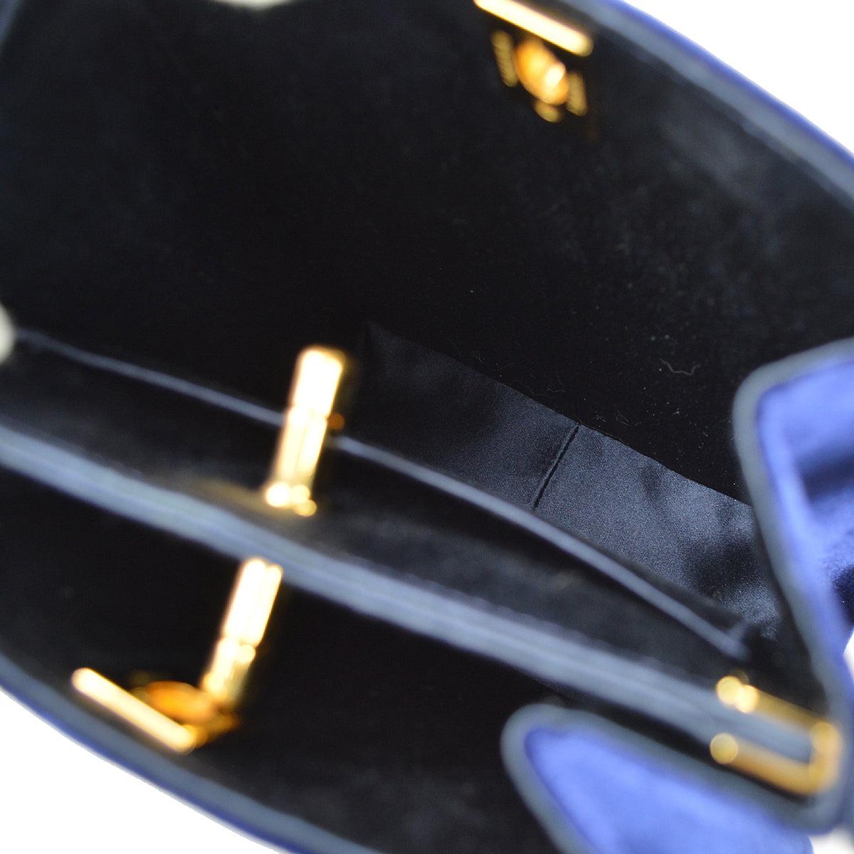 Chanel 1997-1999 Double Sided Turnlock Handbag Mini Blue Velvet For Sale 4