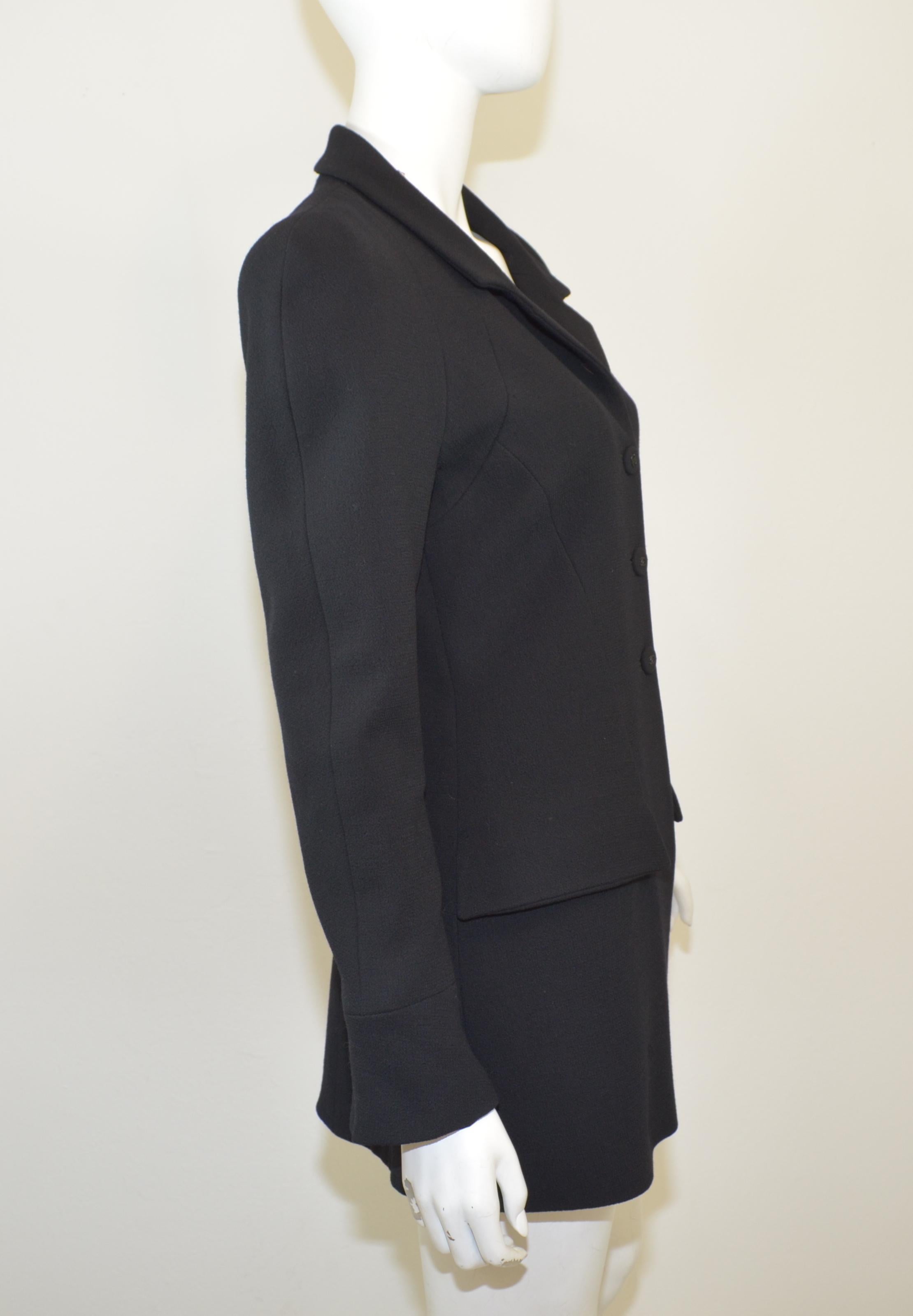 Women's or Men's Chanel 1997 A Black Wool Long Line Jacket