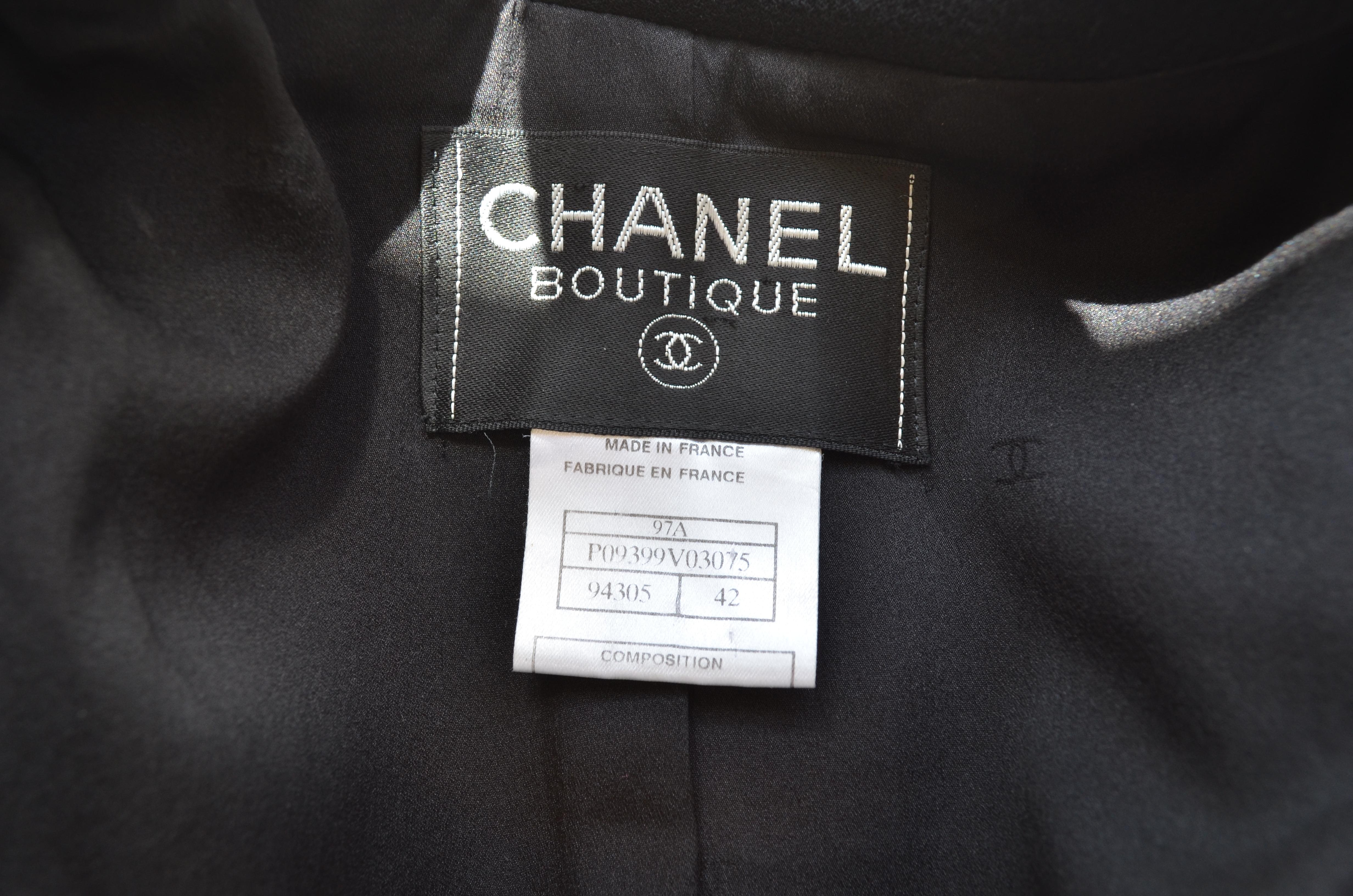 Chanel 1997 A Black Wool Long Line Jacket 3