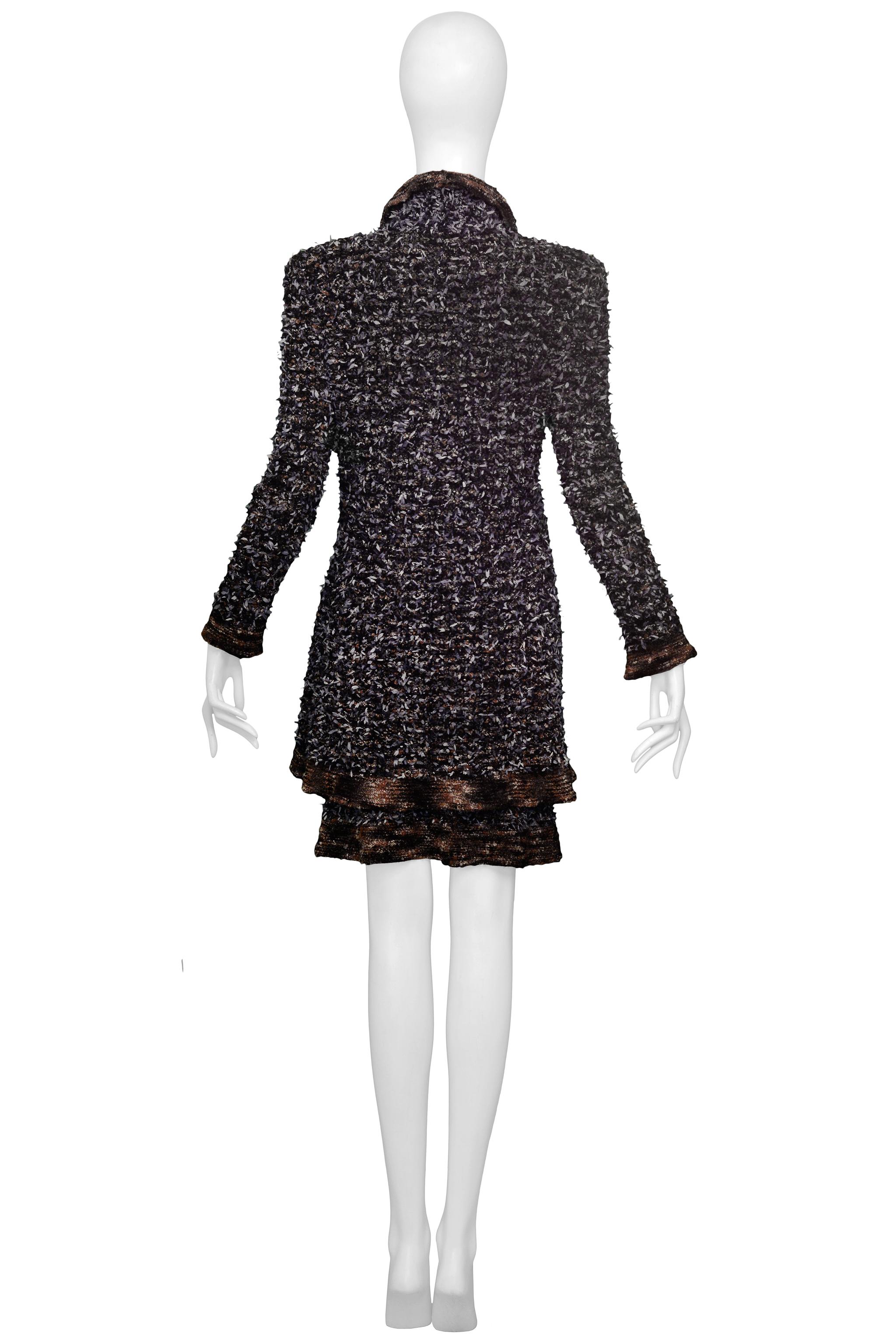 Women's Chanel 1997 Black, Brown, and Grey Sweater Skirt Suit Ensemble