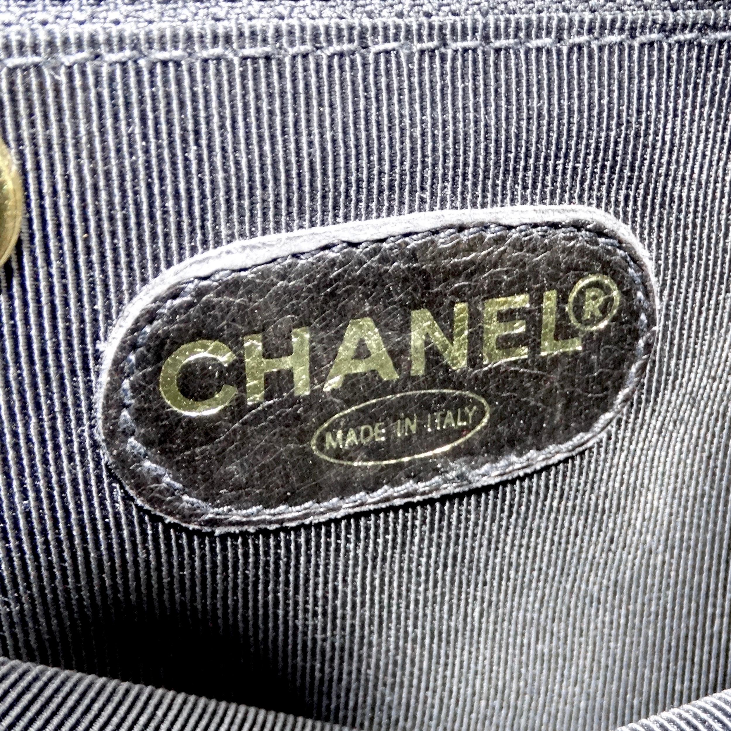 Chanel 1997 Black CC Leather Backpack For Sale 8