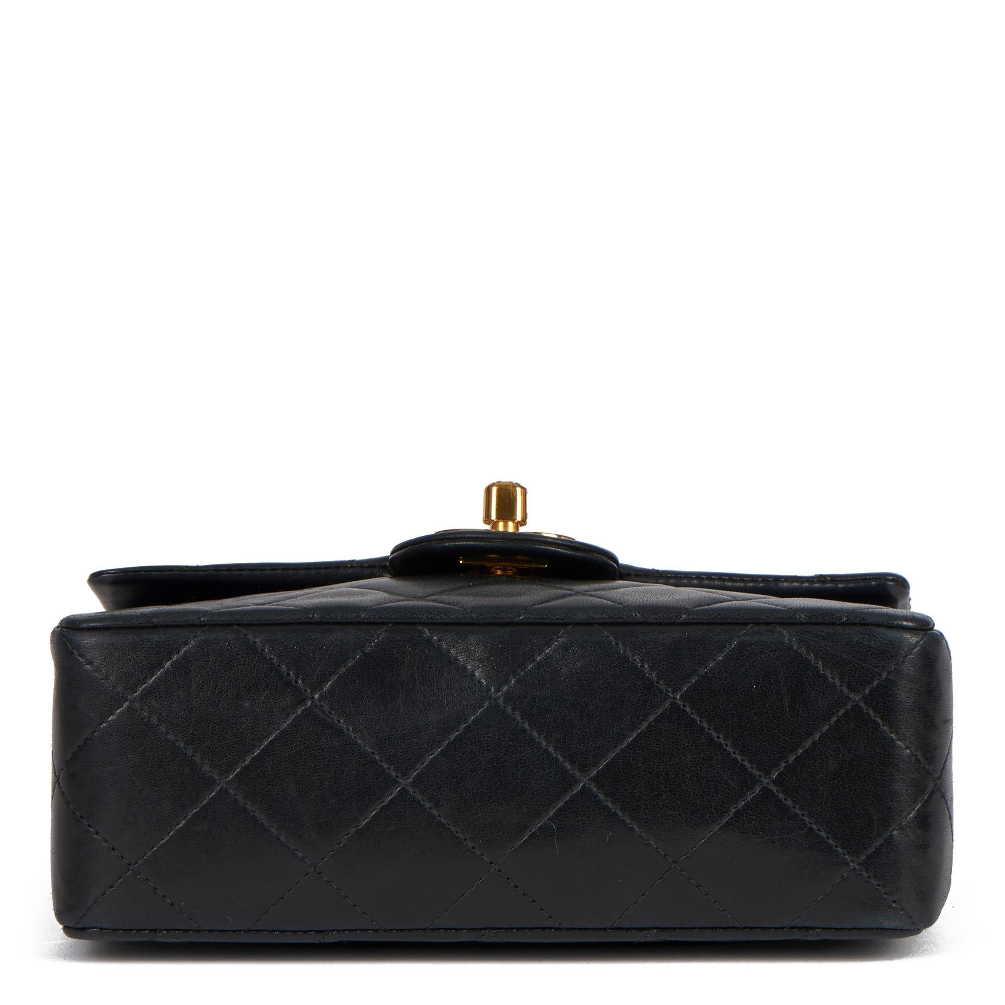 Chanel 1997 Black Quilted Lambskin Leather Vintage Mini Flap Bag  8