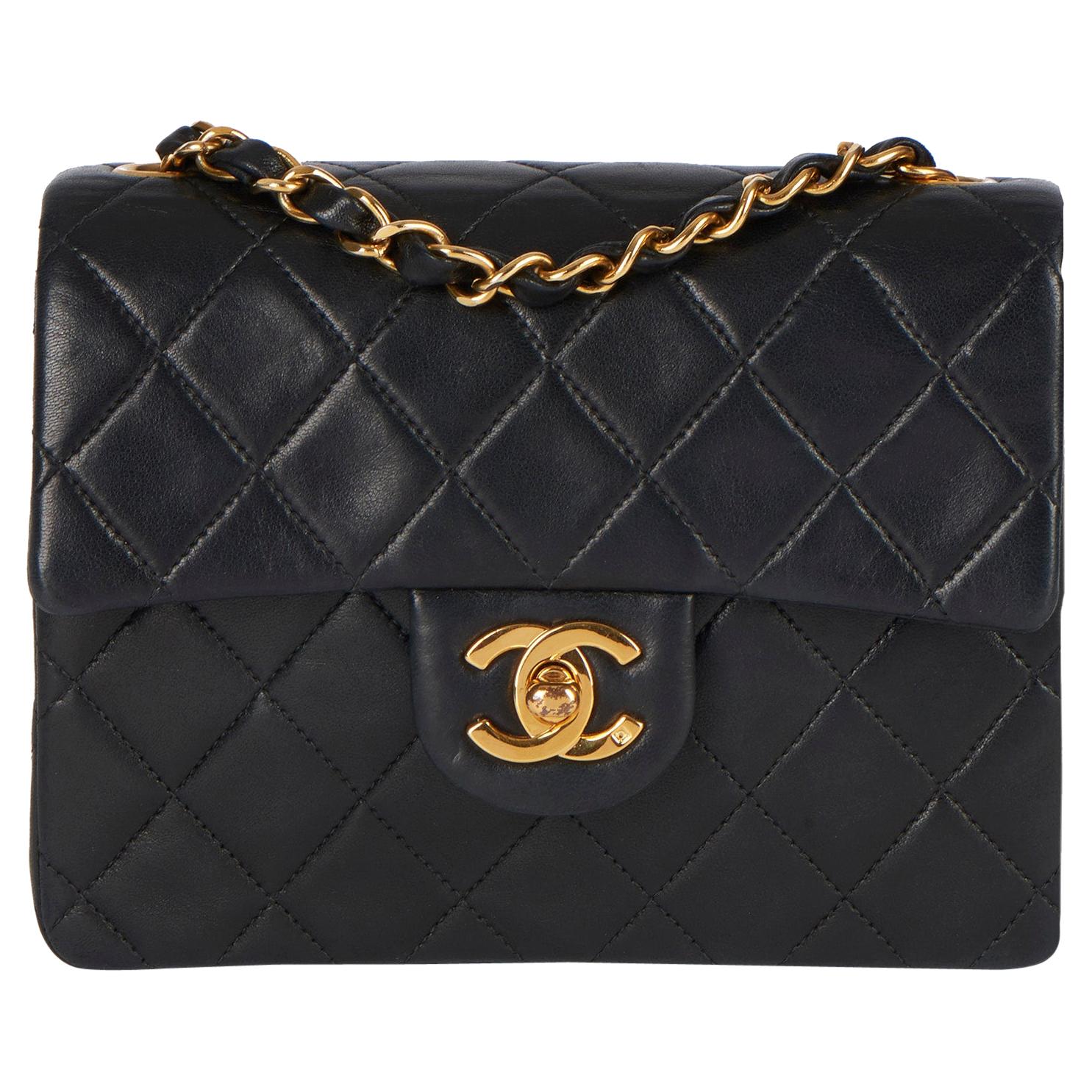 Chanel 1997 Black Quilted Lambskin Leather Vintage Mini Flap Bag 