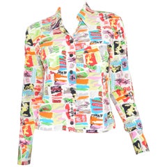 Chemisier en soie imprimé graffiti Chanel 1997 C