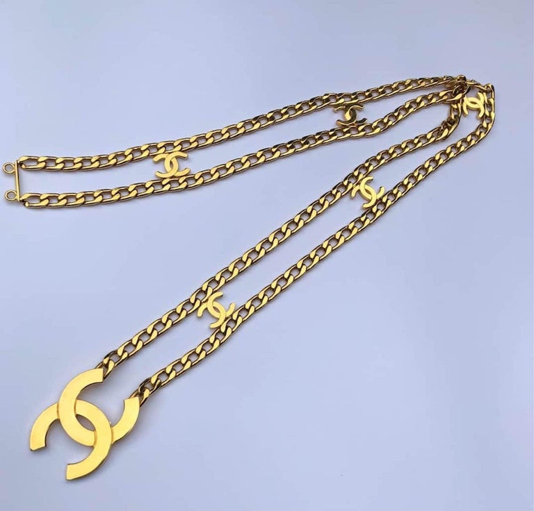 silver chanel chain belt