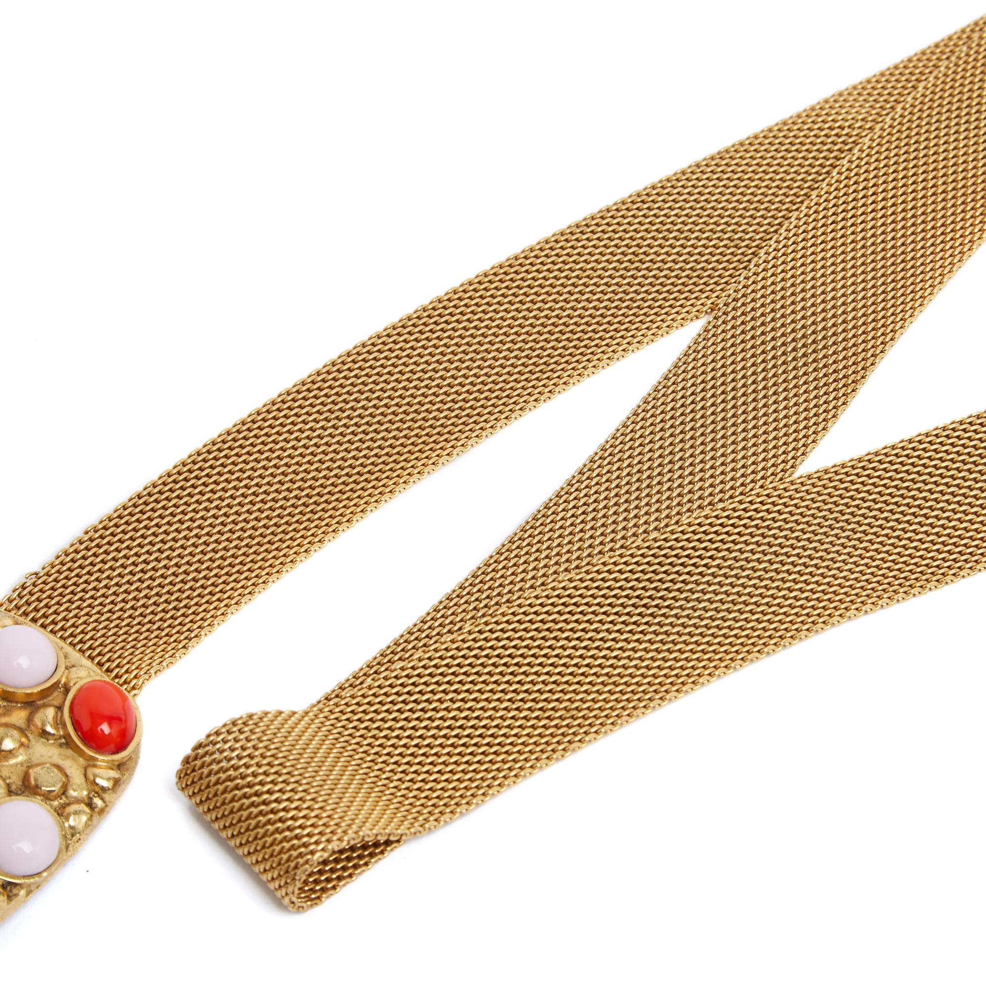Marron Chanel 1997 Ceinture T70 Gripoix Haute Couture Ceinture en maille et verre US28 en vente