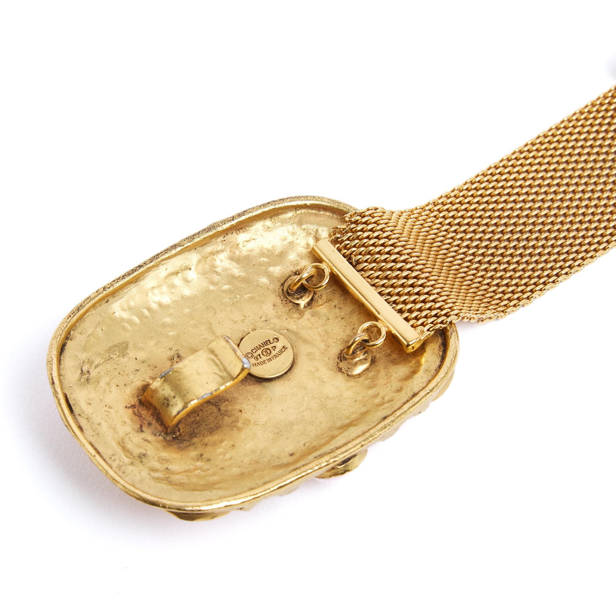 Chanel 1997 Ceinture T70 Gripoix Haute Couture Ceinture en maille et verre US28 Pour femmes en vente