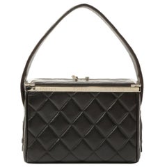 Chanel 1997 Made Logo Plate Box Hand Bag Black