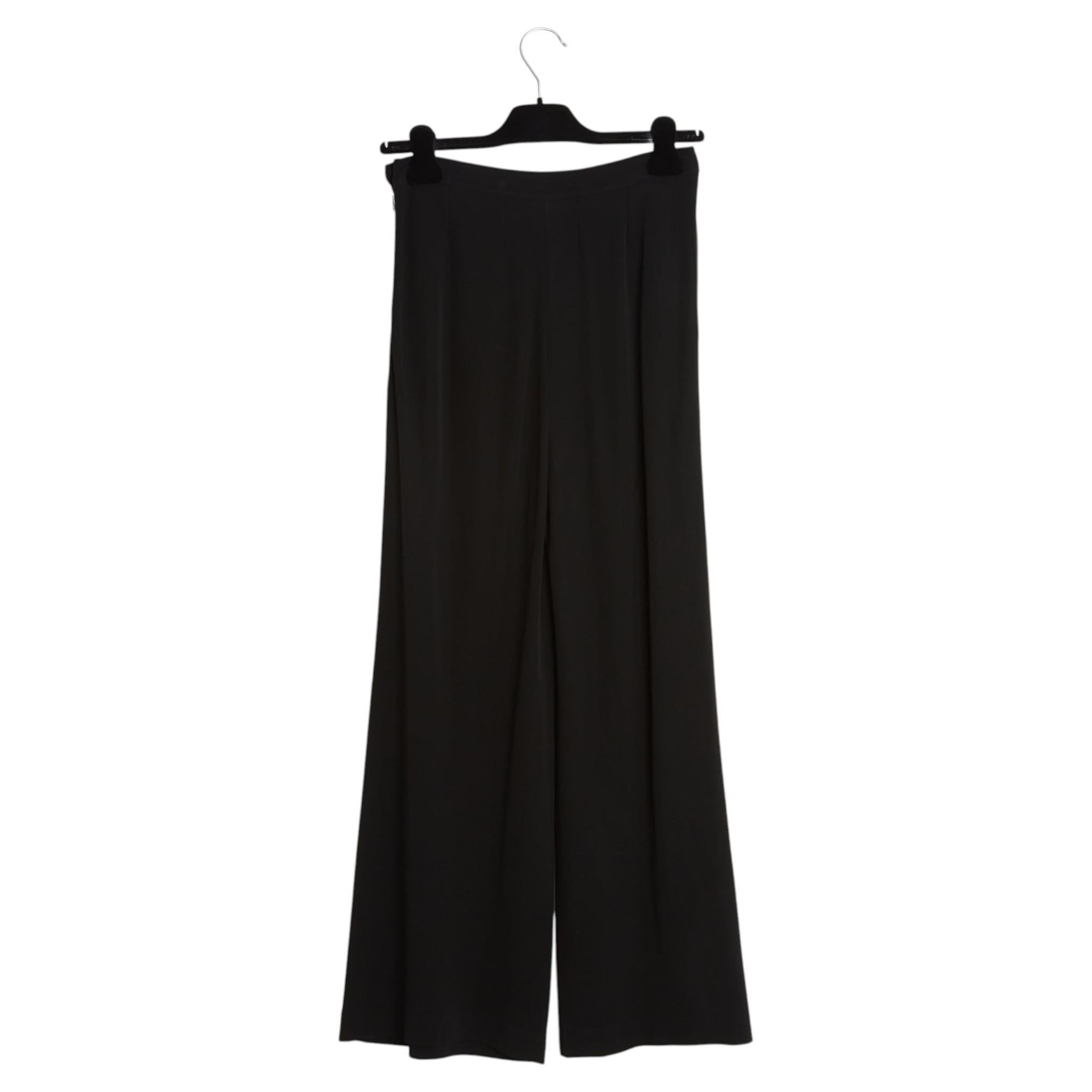 Chanel 1997 Pantalon Large Souple FR36 Schwarz Knit Short Wide Leg Pants UK8 US4
