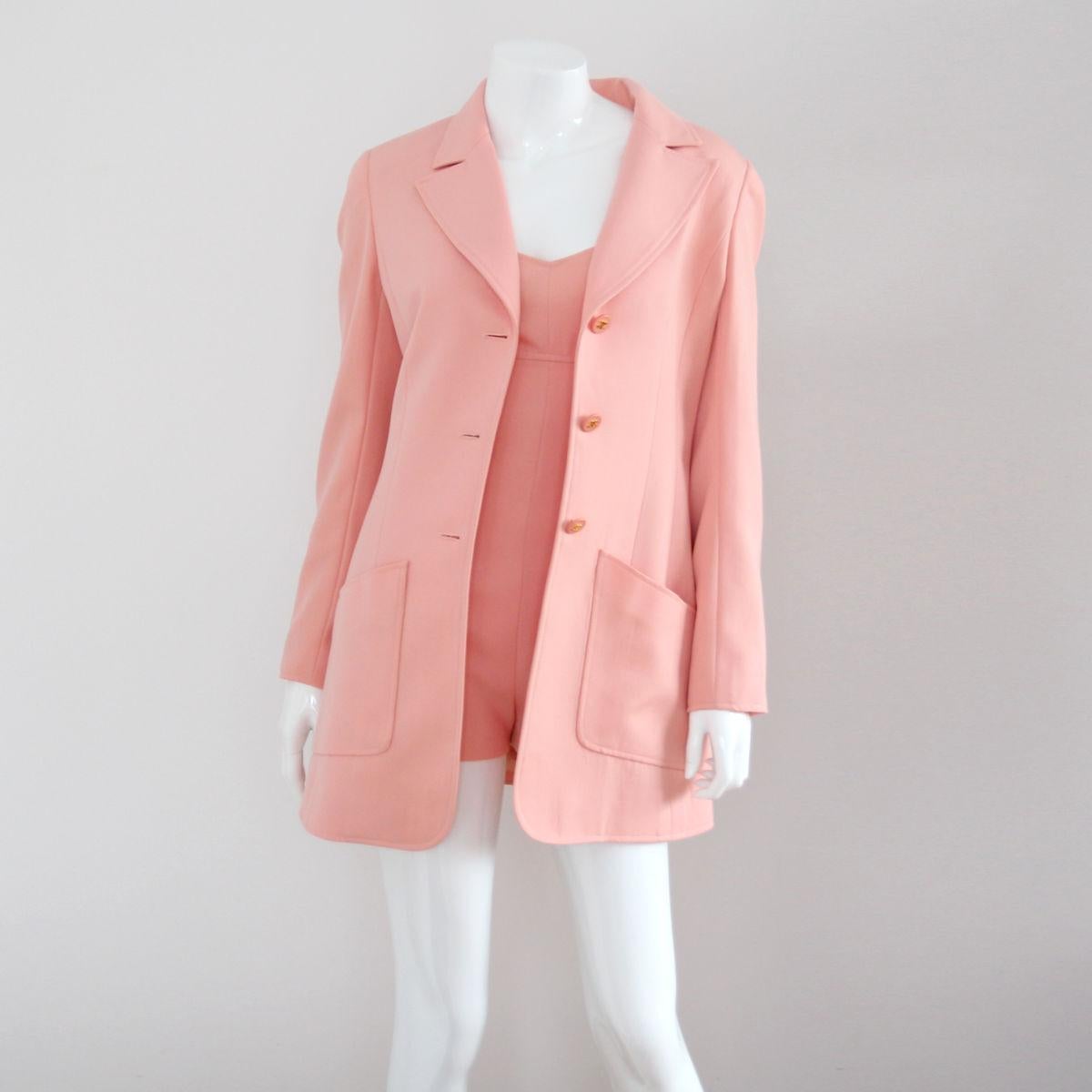 Women's CHANEL 1997 Pink Jacket & Jumpsuit Set - CC Logo Buttons by Karl Lagerfeld