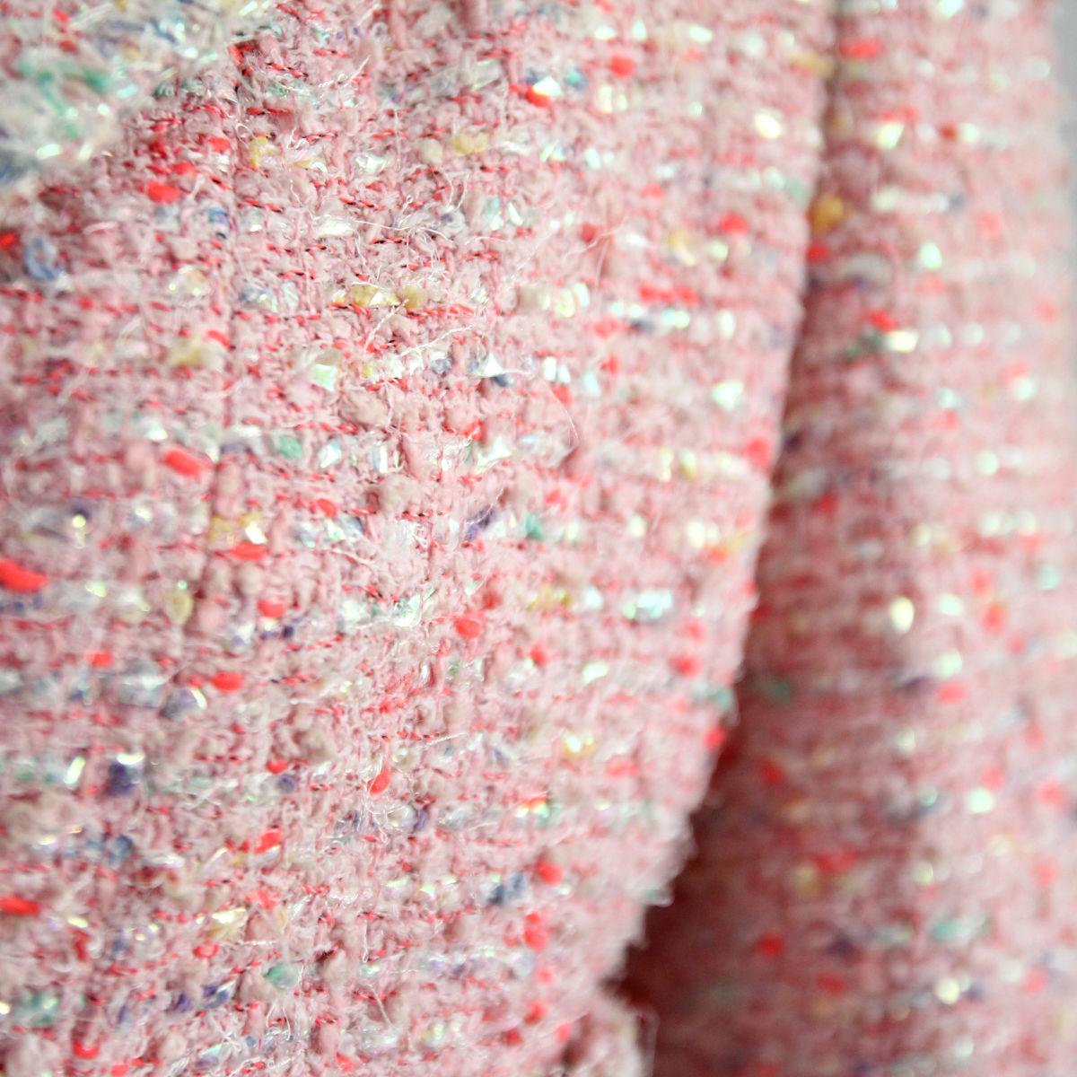 CHANEL 1997 Pink Multicolored Coat / Blazer by Karl Lagerfeld in Tweed Look For Sale 3