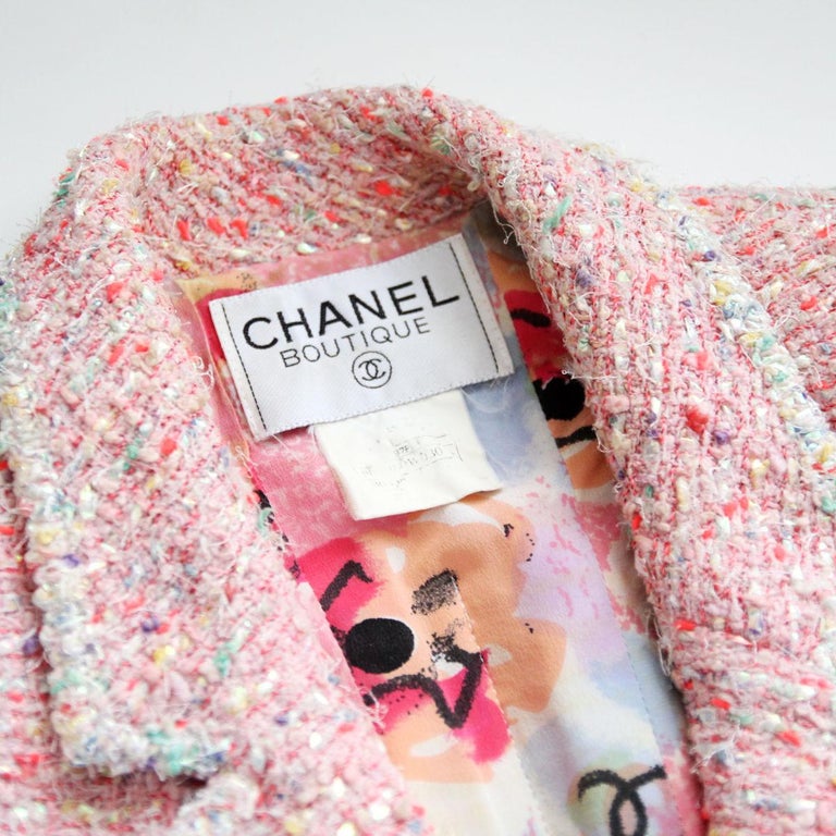 CHANEL 1997 Pink Multicolored Coat / Blazer by Karl Lagerfeld in Tweed Look 2