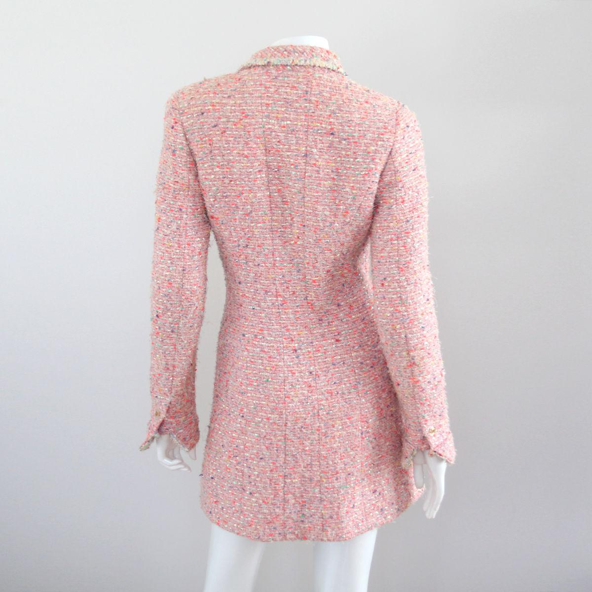 Women's CHANEL 1997 Pink Multicolored Coat / Blazer by Karl Lagerfeld in Tweed Look