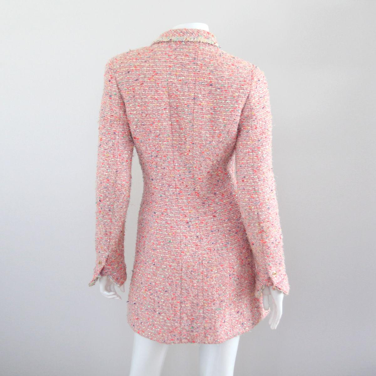 Women's CHANEL 1997 Pink Multicolored Coat / Blazer by Karl Lagerfeld in Tweed Look For Sale