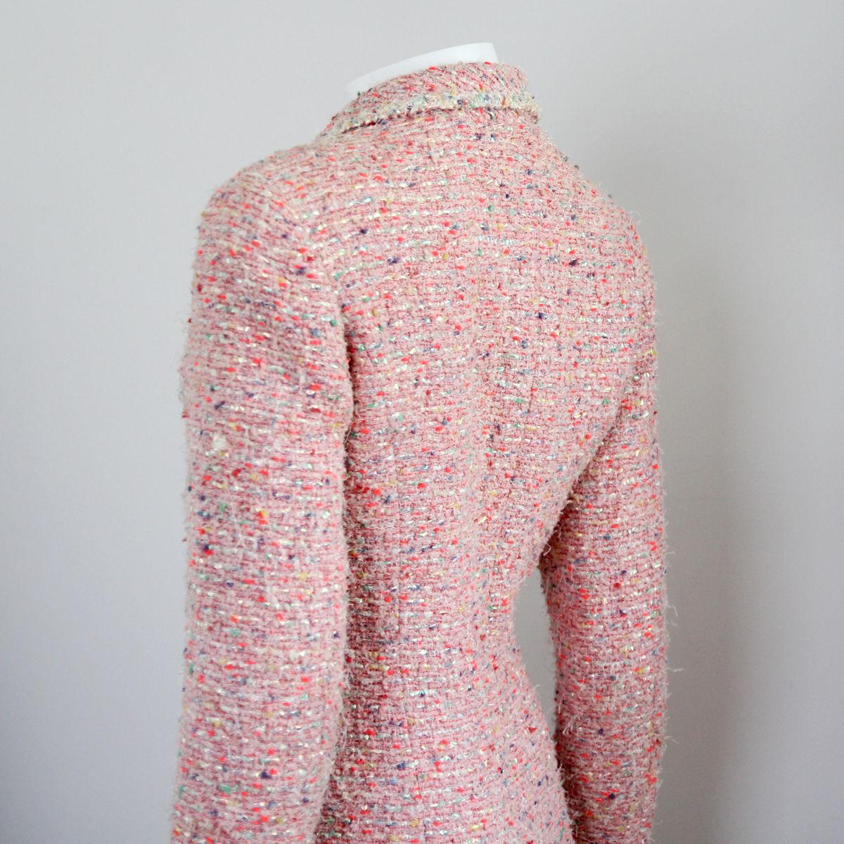 CHANEL 1997 Pink Multicolored Coat / Blazer by Karl Lagerfeld in Tweed Look For Sale 2