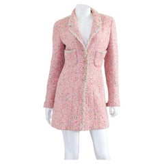 CHANEL 1997 Pink Multicolored Coat / Blazer by Karl Lagerfeld in Tweed Look
