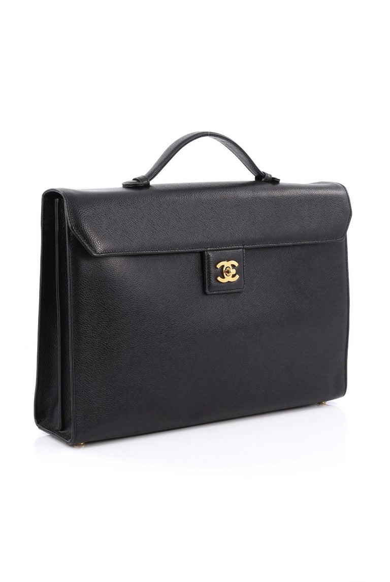 Chanel 1997 Rare Vintage Caviar Flap Executive Briefcase Portfolio Laptop  Bag CC
