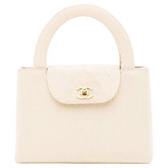 Chanel Rare sac à rabat Kelly vintage en soie tissée blanc cassé et blanc cassé, 1997