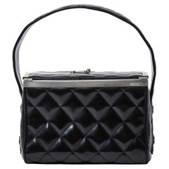 Chanel 1997 Sac Classique Borsa a mano in vernice nera con scatola in pelle trapuntata