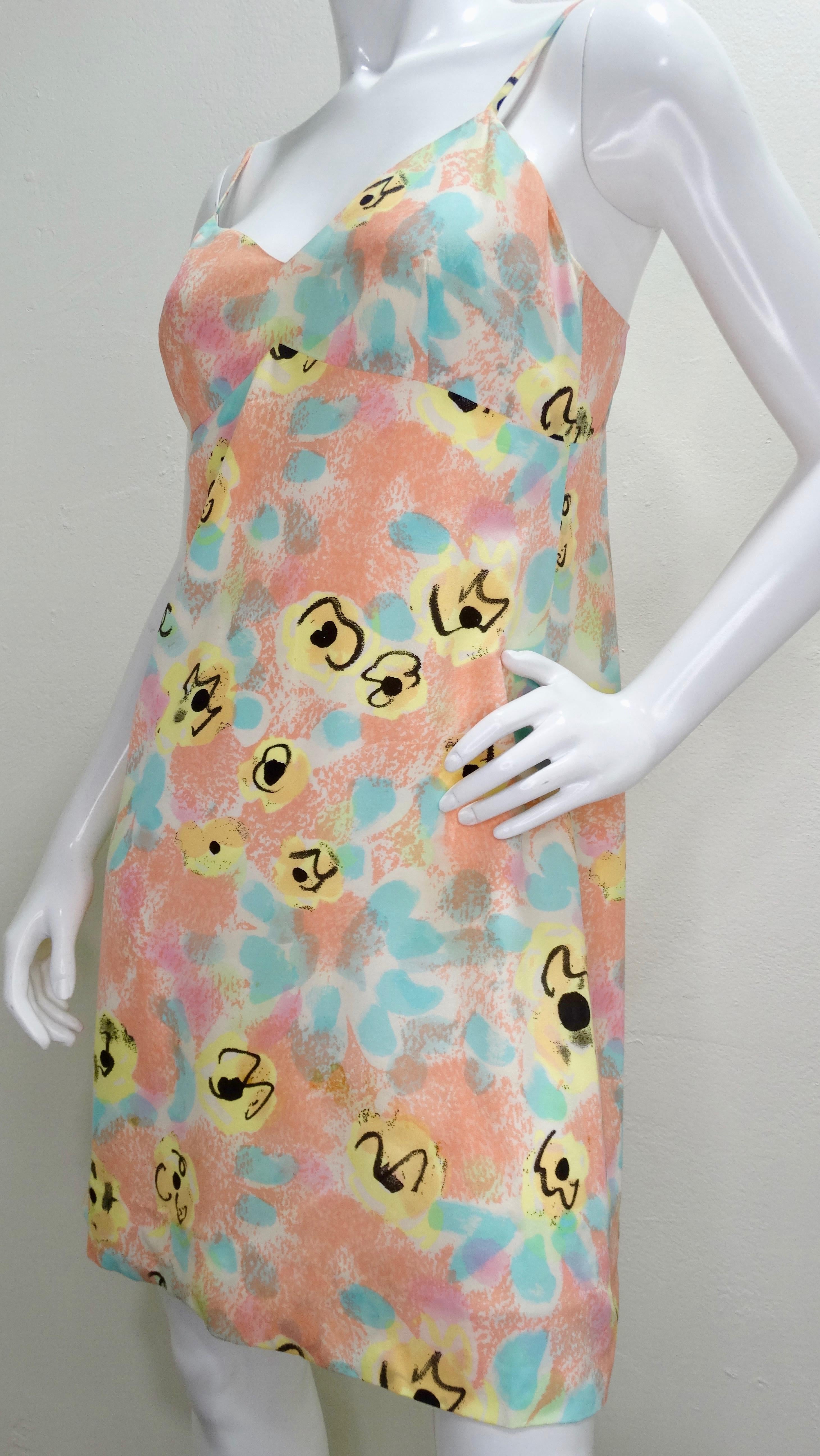 Chanel 1997 Primavera Camelia Flor Vestido Slip Beige