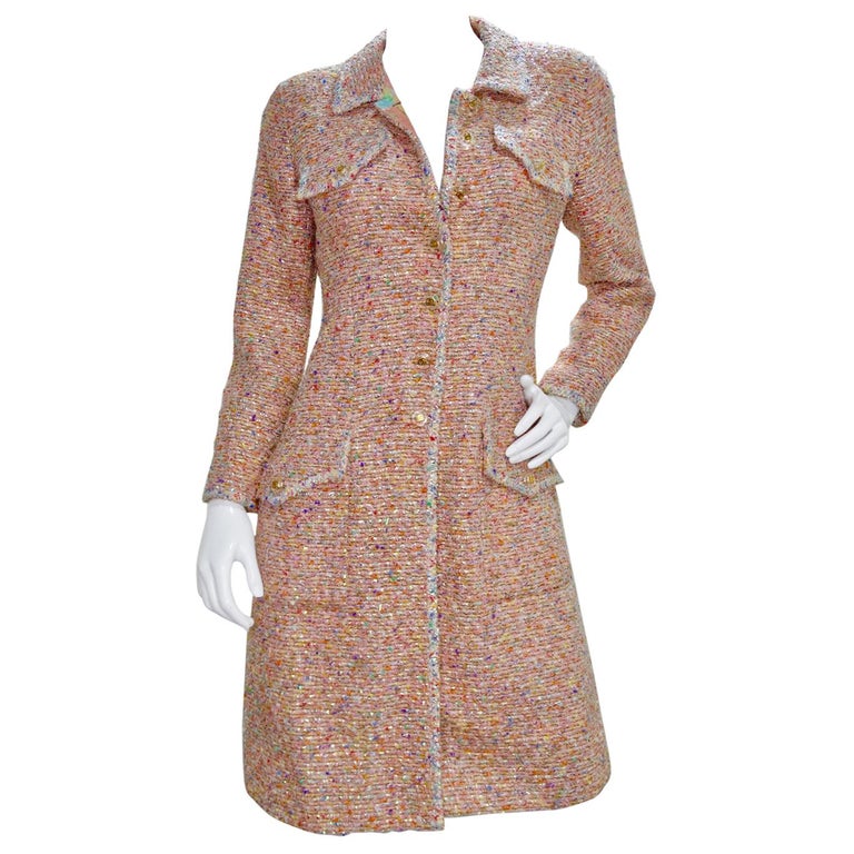 Chanel 1997 Spring Multi-Colored Tweed Coat at 1stDibs