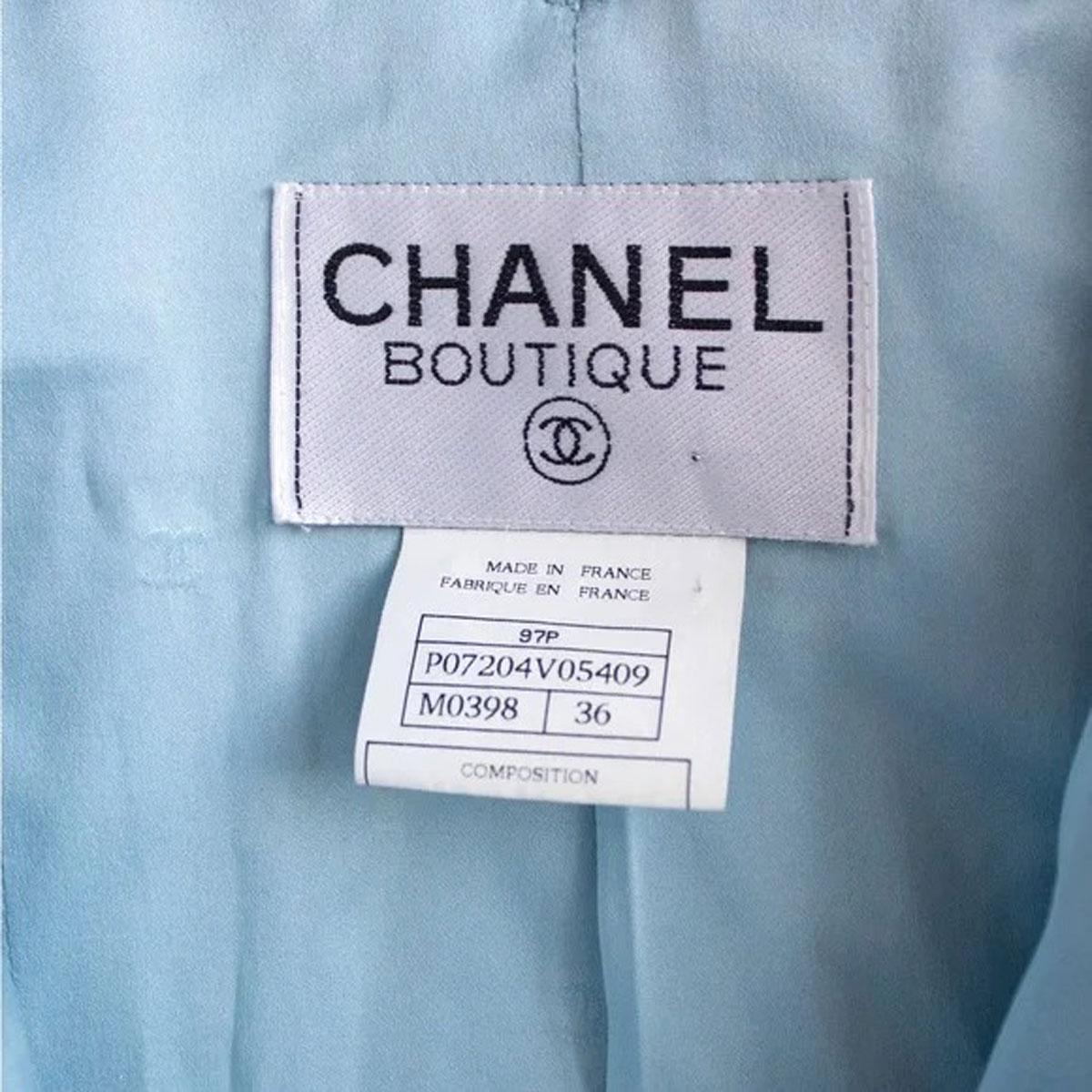 Chanel 1997 Vintage Baby Blue Tweed Jacket Museum Piece Seen on Princess Diana  For Sale 11