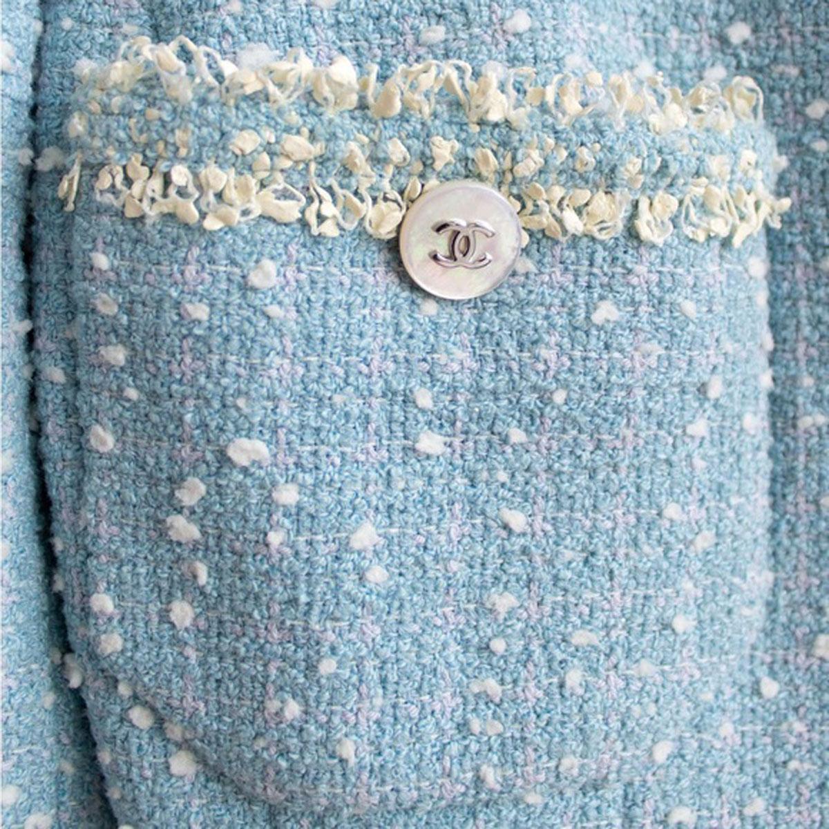 Chanel 1997 Vintage Baby Blue Tweed Jacket Museum Piece Seen on Princess Diana  For Sale 5