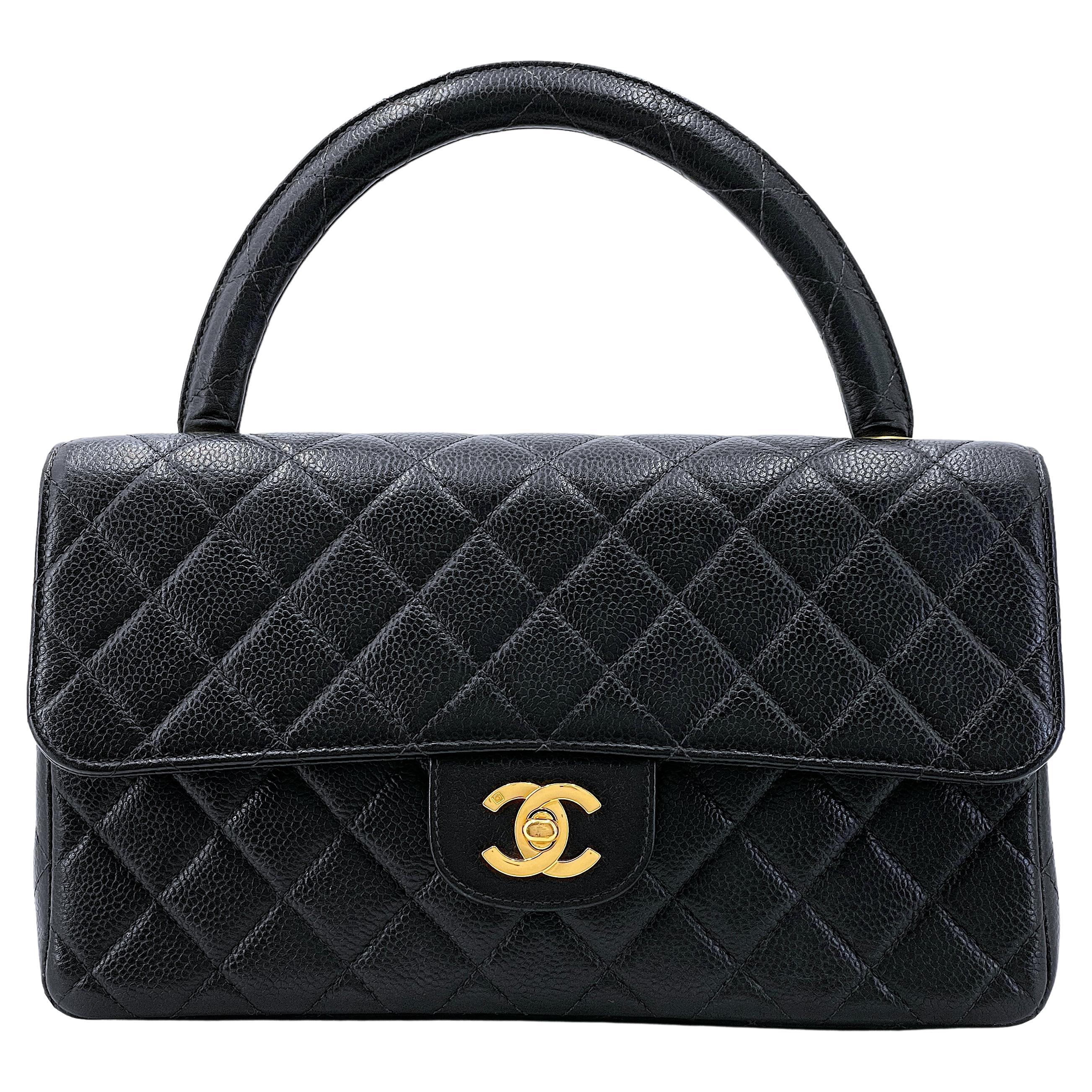 Chanel 1997 Vintage Black Caviar Kelly Flap Parent Bag 24K GHW 67702