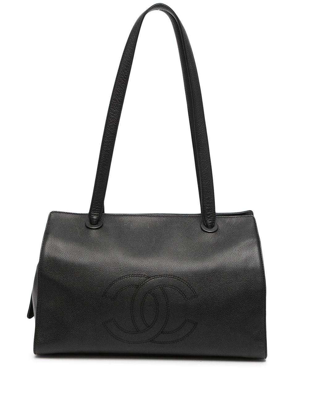Chanel 1997 Vintage Black Caviar Large Work Business CC Tote Bag In Good Condition For Sale In Miami, FL